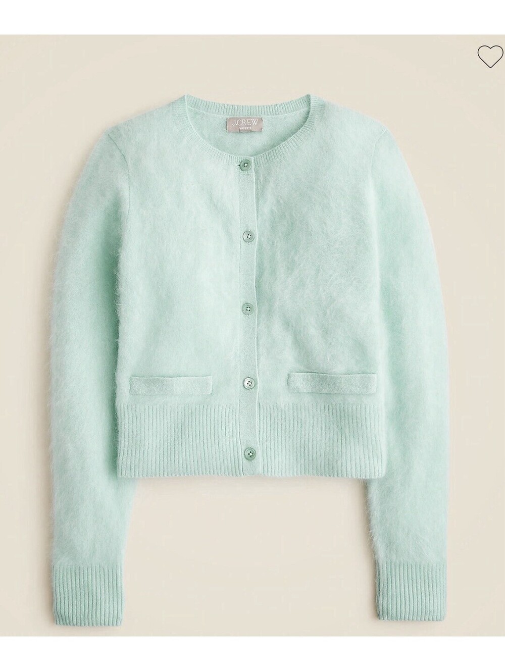 J. Crew 100% Brushed Cashmere Seafoam Cardigan Sweater Women Size Small Cropped